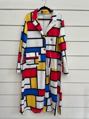 Mondrian-Inspired Women’s Dress in Red, Yellow & Blue
